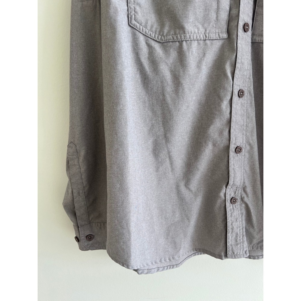 LL Bean L Gray Fishing Shirt Technical Outdoor Button Down Gorpcore Normcore - Picture 2 of 7